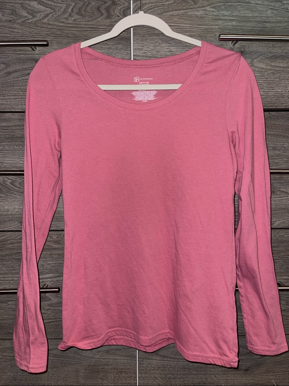 No Boundaries Rose Pink Long-Sleeve Scoop Neck Tee